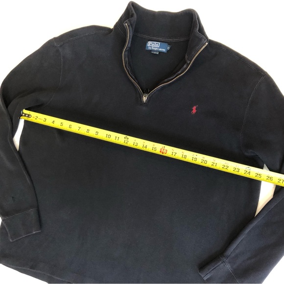 Ralph Lauren Polo Black 1/4 zip pullover sweatshirt Shirt Heavy Cotton Knit XL - Picture 3 of 7